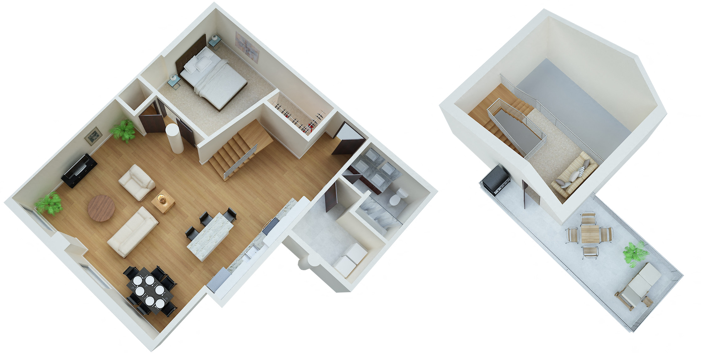 Floor plan for 1 bed, 1 bath, 1098 sqft